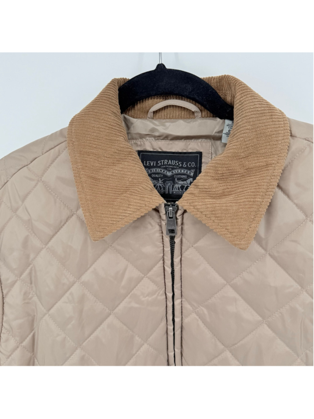 Women's Levi Strauss & Co. Quilted Puffer Jacket Small Beige Tan White Tab - Picture 4 of 16